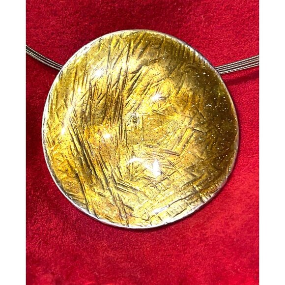 Handcrafted Lila Rowe Gold Textured Pendant Necklace With Adjustable Chain - Picture 1 of 8